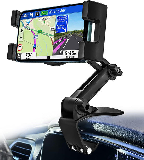 Dashboard Clip Car Phone Mount, woleyi Sun Visor & Rearview Mirror Clamp Holder for iPhone 14 Pro Max and More