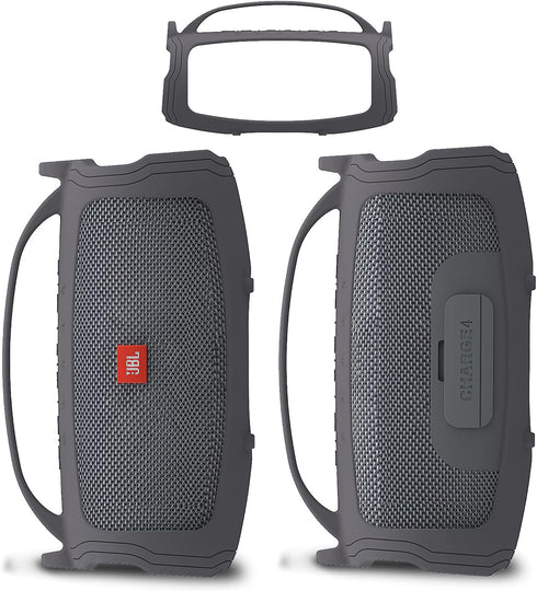 Silicone Cover Case Compatible with JBL Charge 4/Charge 5, Soft Skin Sleeve for Bluetooth Speaker Accessories (Gray)