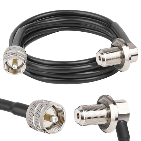 RG58 UHF PL259 Male to SO239 Female Right Angle Bulkhead Mount Cable, 6FT CB Antenna Extension Cable for Vehicle Car