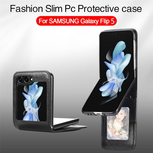 CCSamll Wallet Case for Samsung Galaxy Z Flip 5, Card Holder, Business Style Premium PU Leather Protective Cover (DK