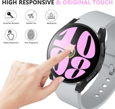 4 Pack for Samsung Galaxy Watch 6 Bluetooth 40mm 44mm Screen Protector Case,Galaxy Watch 6 Cover Soft TPU Plated Protective Case Scratch Resistant Protector Cover 40mm 44mm