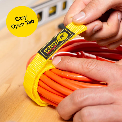Quick-Straps by Wrap-It Storage - 12" (12 Pack) Yellow Extension Cord Holder for RV and Boat
