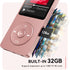 AGPTEK A02 MP3 5.3, 1.8 inch 128GB(Rose 32GB) Player with Bluetooth Screen Portable Music Player with Speaker, FM