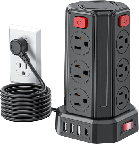 SMALLRT Power Strip Surge Protector, 6.5 Ft Extension Cord with 12 AC Multiple