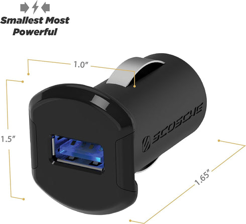 Scosche USBC121M ReVolt Universal Cigarette Lighter USB Car Charger, Fast Charge One Device Quickly, Black