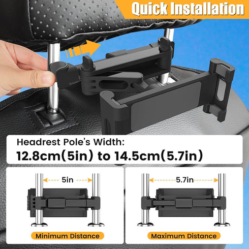Tablet Holder for Car, iPad Headrest Mount for 5.5-18.4 Inch Tablet/Phones, 360° Rotating Adjustable Trip Essentials