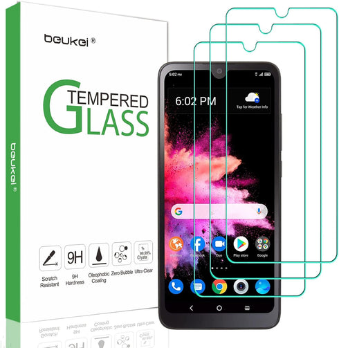 beukei (3 Pack) Tempered Glass Screen Protector for Alcatel TCL 30 Z/TCL T602DL, Touch Sensitive, 9H Hardness