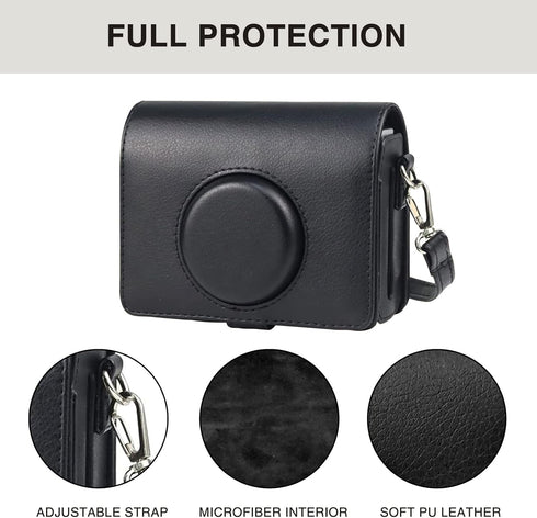 Protective Case for Fujifilm Mini EVO Instant Film Camera, PU Leather Bag with Strap (Black2)