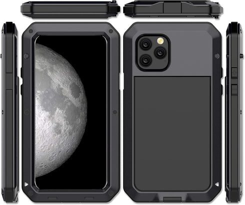 CarterLily Compatible iPhone 11 Case, Full Body Shockproof, Dustproof, Waterproof Aluminum Alloy Cover (Black)