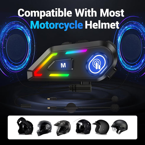 Motorcycle Bluetooth Headset - Motorcycle Helmets Headphone with Noise Cancellation, Wireless Bluetooth Headsets, Auto