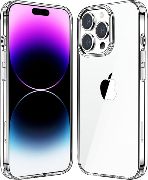JJGoo iPhone 14 Pro Max Case, Clear Non-Yellowing Shockproof Phone Case, Slim Anti-Scratch Hard PC Cover
