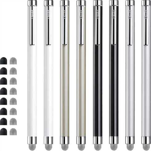 Stylus Pens for Touch Screens, 8 Pcs Mesh Fiber Capacitive Stylus with 8 Replaceable Mesh Tips and 8 Rubber Tips