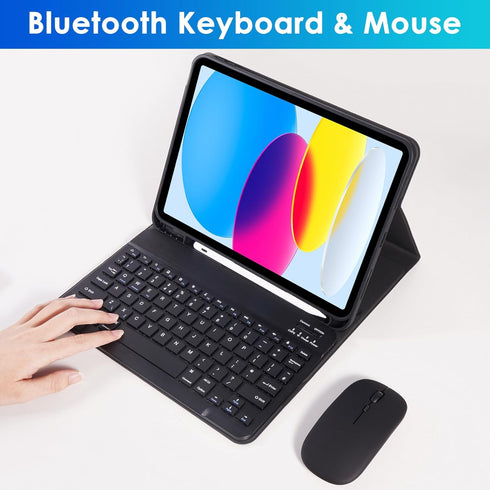 Keyboard Case for iPad 10th Gen 10.9 inch 2022, Detachable Bluetooth Keyboard with Pencil Holder