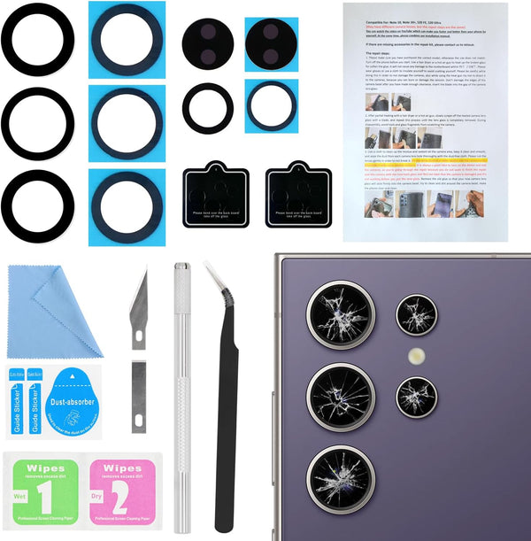 2PCS ASDAWN Back Rear Camera Lens Glass Replacement for Galaxy S24 Ultra 6.8 Inches Repair Kit
