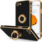 Hython Black Case for iPhone SE 2022/2020, iPhone 7/8, with Rose Gold Ring Holder, Shockproof TPU Bumper & Camera