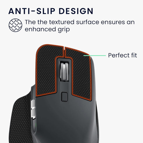 kwmobile Mouse Grip Tape Compatible with Logitech MX Master 3S, Non-Slip Faux Leather Grip Tape - Black