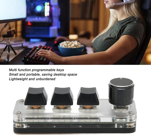 SUNGOOYUE USB 3 Key Keypad, Multifunctional Shortcut RGB Backlight Mini Mechanical Keyboard for Gaming