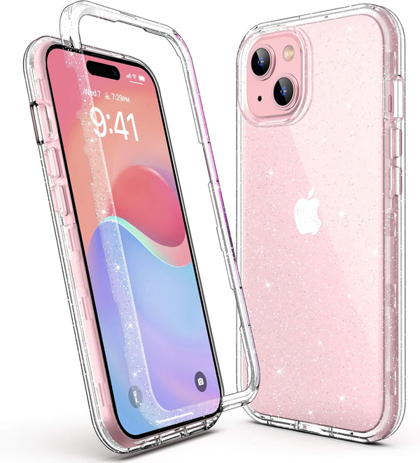 ULAK iPhone 15 Plus Case - Glitter Heavy Duty Dual Layer, Shockproof Protection, Sparkly Transparent Cover, 6.7"