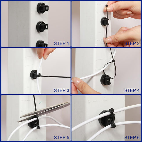 12 22 mm 22LBS Yookeer Pieces Magnet Zip Tie Mount Heavy-duty Magnetic Zip Tie Mounts Strong Multipurpose Wire Cable
