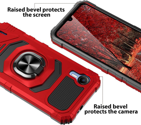 TJS Cricket Debut S2 Case, AT&T Calypso 4 Case, Heavy Duty Drop Protection Cover with Metal Ring Magnetic Kickstand