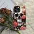Compatible with iPhone 14 Pro Case, Skull Red Flowers Pattern Print Phone Case, Durable Fashion Funny Liquid Silicone