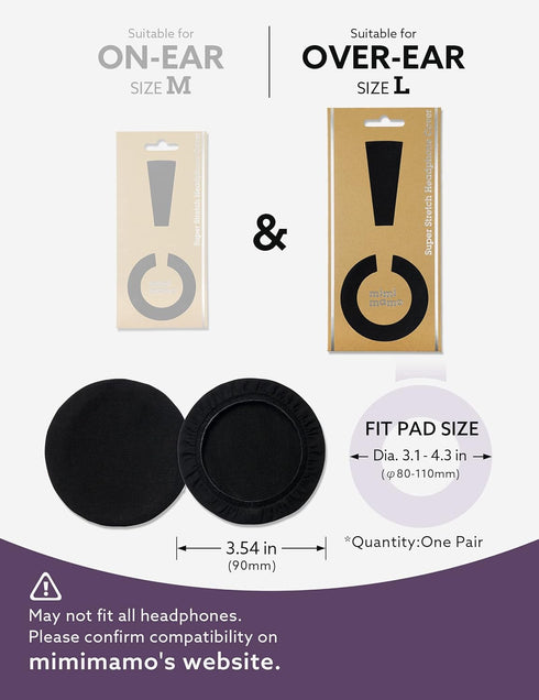 Mimimamo Super Stretch Headphone Cover L Size - for Earpads Repair & Protection, Black, Compatibility Required