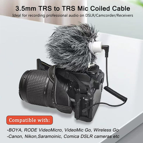 2 Pack 3.5mm to 3.5mm Audio Coiled Cable, Replacement for SC2 3.5mm TRS Mic Patch Cord for Audio Mixers, Microphones, Cameras, Recorders, Car Speakers, and More-1.7FT