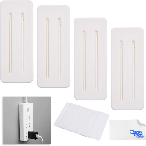 Self Adhesive Power Strip Holder 4 Pack, No Drill Extension Block Wall Mount Fixator for Home, Kitchen, Office