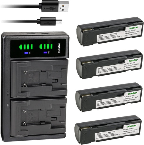 Kastar 4-Pack Battery and LTD2 USB Charger for Fujifilm DS260, DS-260HD, Finepix MX-500, MX600, MX600 Zoom