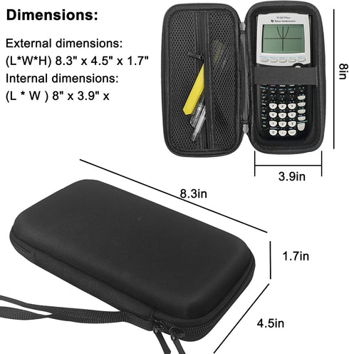 Xberstar Hard EVA Case for Texas Instruments TI-84 TI-83 Plus CE Graphing Calculators - Shockproof Storage Bag