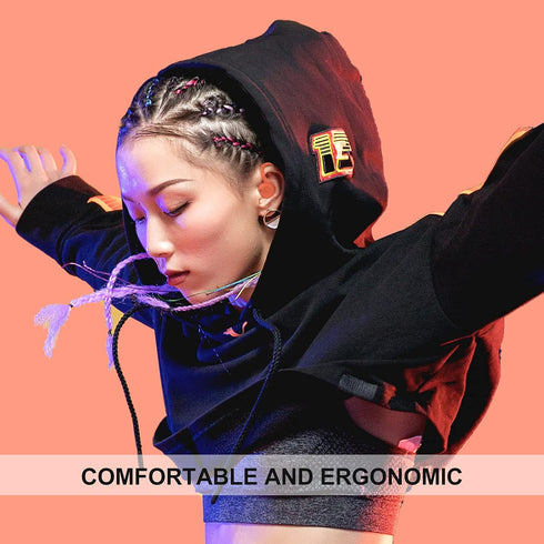 Orange Over Ear Wireless Earbuds, Bluetooth Earhooks for Running, Waterproof Noise Cancelling Headset for Sports