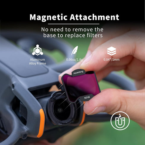 Magnetic ND Filter Kit with Mount Adapter for DJI Avata 2 - 4 Pack ND16, ND32, ND64, ND128 Drone Lens