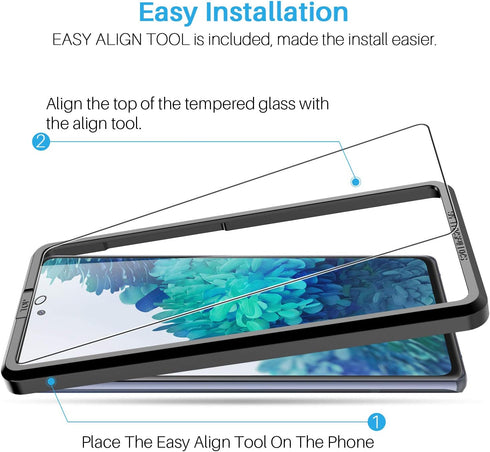 Samsung Galaxy S20 FE 5G Screen Protector & Camera Lens Protector 3 Pack - LK, Tempered Glass, Easy Frame, Case