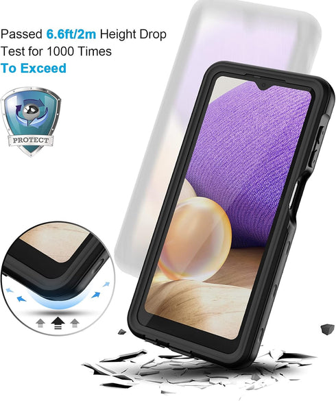 Lanhiem IP68 Waterproof Dustproof Case for Samsung Galaxy A32 5G, Built-in Screen Protector, Heavy Duty Protective