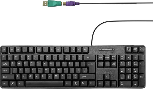YORUNOHOSHI Wired PS2 104 Keys Computer Keyboard with Stands,Waterproof - US Layout Compatible