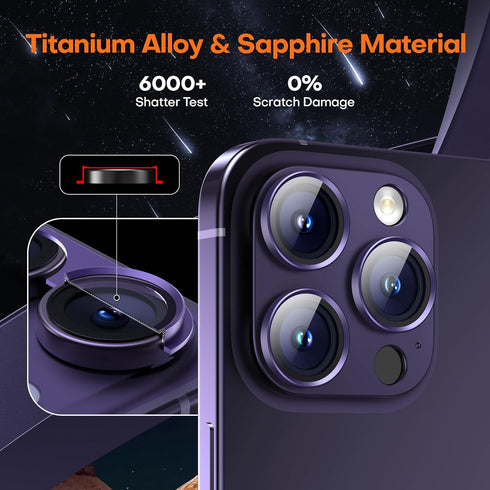 2 Pack Camera Lens Protector for iPhone 15 Pro Max/iPhone 15 Pro/iPhone 14 Pro Max/iPhone 14 Pro, Aluminum Alloy