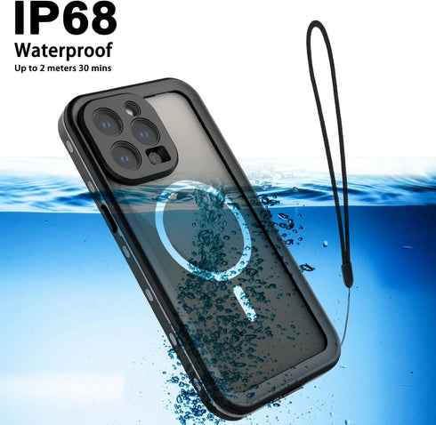 ShellBox Waterproof Case for iPhone 15 Pro Max, Built-in Screen Protector, Shockproof Heavy Duty Cover, 6.7 inch (Black)