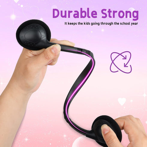 Kids Headphones Bulk 30 Pack, Wholesale Earphones for School Students, Children, Teen Boys Girls (Black)