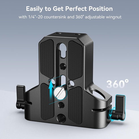 SmallRig Camera Base Plate with 15mm LWS Rod Rail Clamp for Sony A6500, A6600, A6300, Canon R5, R6 - 1674