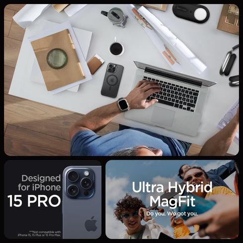 Spigen Ultra Hybrid MagFit Case for iPhone 15 Pro (2023), Military-Grade Protection, Compatible with MagSafe - Frost