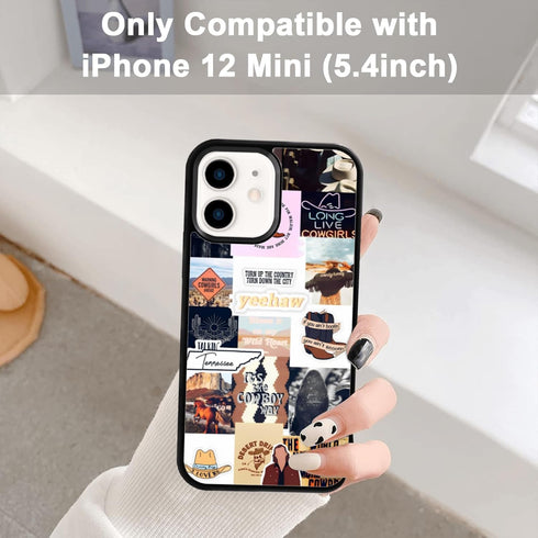 Western Country Music Artist Collage Phone Case for iPhone 12 Mini, TPU Shockproof Cowboy Boots Hat Cover Gift