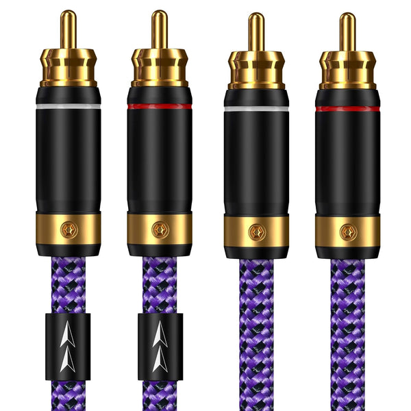 Veimeitk 2 RCA to 2 RCA Audio Cable Heavy Duty 24K Gold-Plated Pure