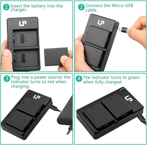 LP LP-E10 Battery Charger Pack, 2-Pack Battery & Dual Slot Charger for Canon EOS Rebel T7, T6, T5, T3