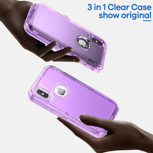 ORIbox Purple Case for iPhone X/XS, Transparent Heavy Duty Shockproof Anti-Fall, 10 FT Military Grade