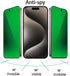 2 Pack Anti-Blue Privacy Tempered Glass for iPhone 15 Pro Max Mirror Anti-Spy Screen Protector Anti-Peeping Film Electroplated Green 6.7 inch