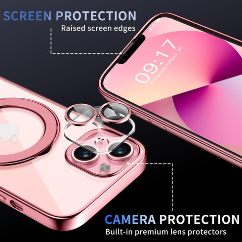 Magnetic iPhone 13 Case with Invisible Stand - Compatible with MagSafe, Shockproof Not Yellowing Clear Soft
