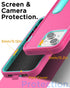 AICase iPhone 14 Heavy Duty Case with Kickstand, Glass Screen Protector & Camera Lens, Rugged Shockproof Protection.