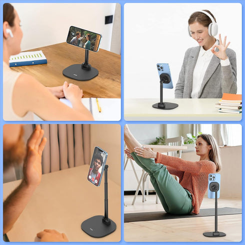 VRIG Magnetic Desk Phone Stand for Office/Home, 360° Rotation Phone Holder with Magnetic Ring for iPhone 14/13/12/11