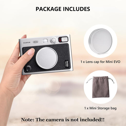 Lens Cap Compatible with Fujifilm Instax Mini Evo Instant Camera, Mini Evo Lens Protective Cap, Silver