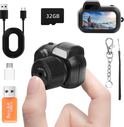 Mhaohuofu Mini Keychain Camera, FHD 1080p 8MP Cute Mini Digital Camera with 32GB